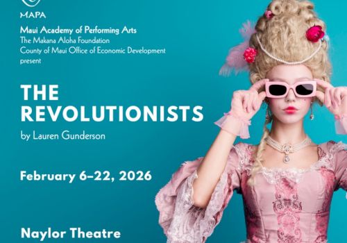 Poster for The Revolutionists by Lauren Gunderson, Feb 6&ndash;22, 2026 at Naylor Theatre, with a woman in pink rococo attire.