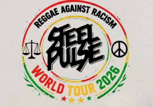 A circular logo for Seeed? No&mdash;looks like a reggae anti-racism World Tour 2025 badge with bold graffiti text and peace scales, stars, and colors.