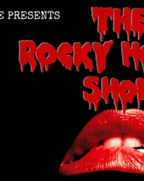 The Rocky Horror Show poster, with a red-lip close‑up and drippy red title text.