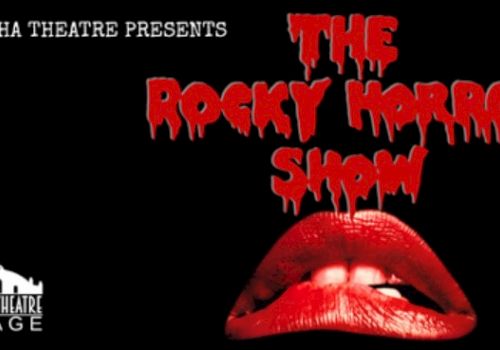 The Rocky Horror Show poster, with a red-lip close‑up and drippy red title text.
